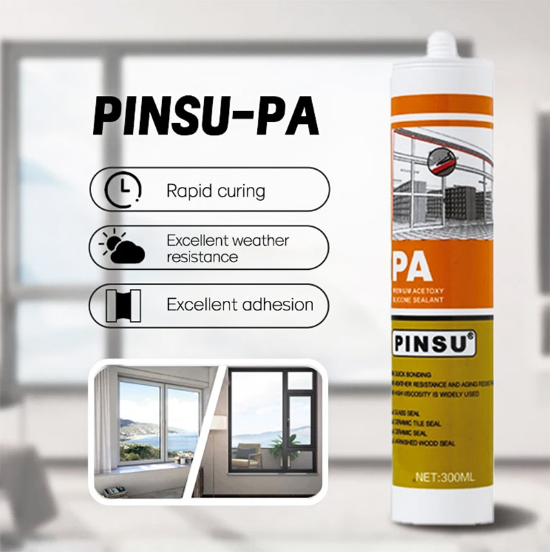 PINSU-PA Fast Cure Waterproof & Mold Resistant Acetic Silicone Sealant for Bathroom & Kitchen PINSU-PA Fast Cure Waterproof & Mold Resistant Acetic Silicone Sealant for Bathroom & Kitchen